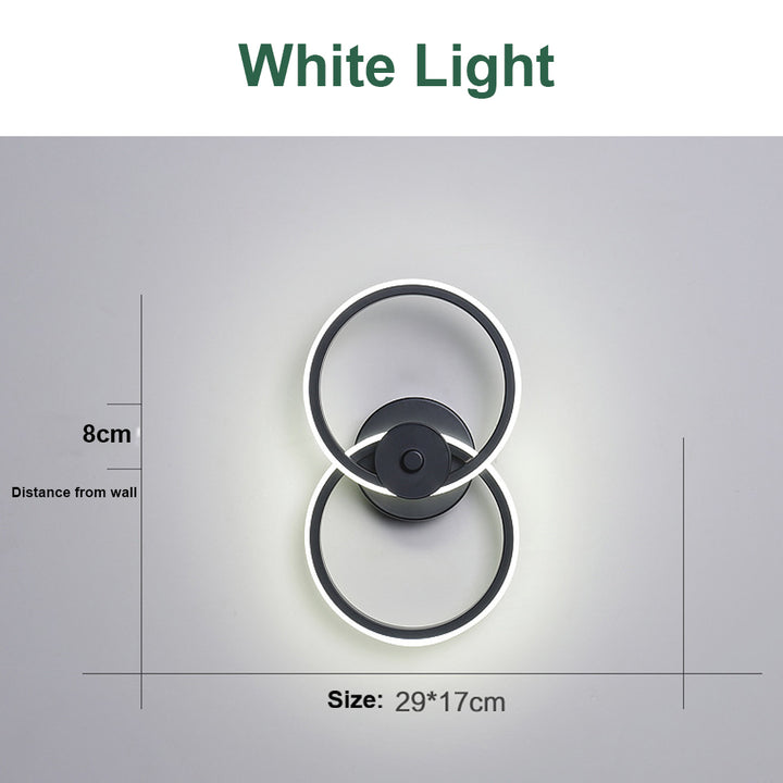 Black Dual Loop Wall Light Sconce Simple LED Acrylic Wall Mounted Lamp