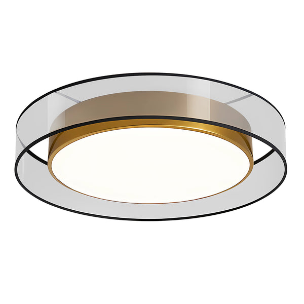 KCO Modern Led Round Ceiling Light Brushed Brass Gold Semi Flush Mount Ceiling Fixture for Hallway Foyer Bedroom (C9054)