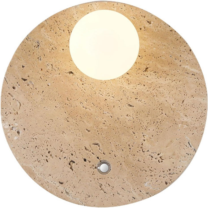 KCO Round Travertine Wall Sconce Natural Stone Wall Lamp (W8084)