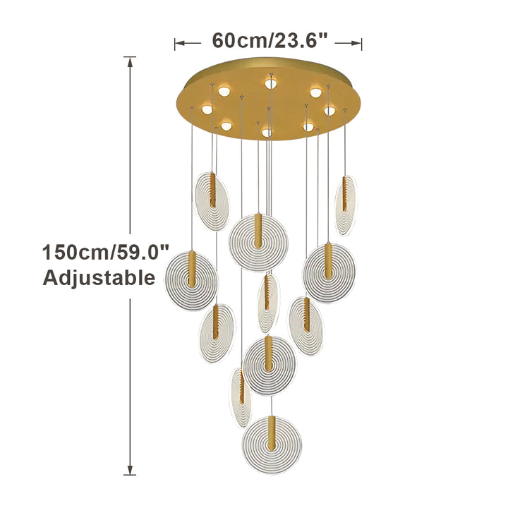 KCO LED Multi Light Acrylic Long Stairway Chandelier