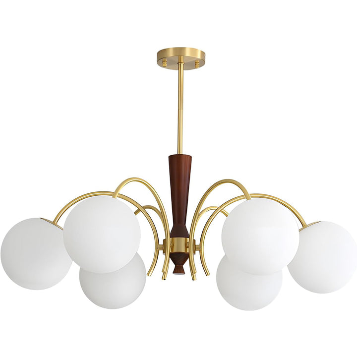 KCO Vintage 6-Light White Globe Chandelier Light Fixture (L7208)