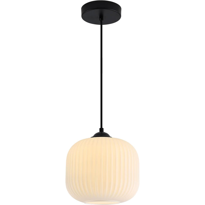 KCO 1-Light Frosted White Glass Globe Pendant Light Fixture (L7210)