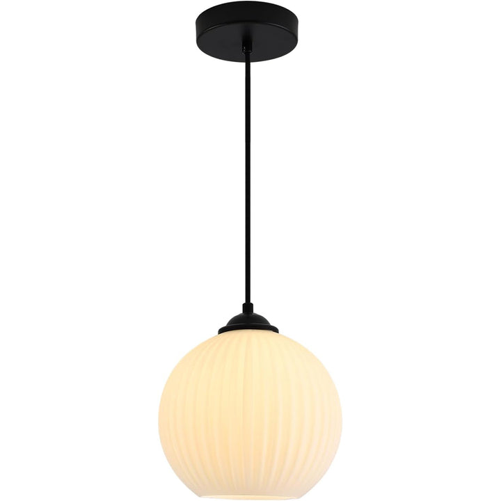 KCO 1-Light Frosted White Glass Globe Pendant Light Fixture (L7210)