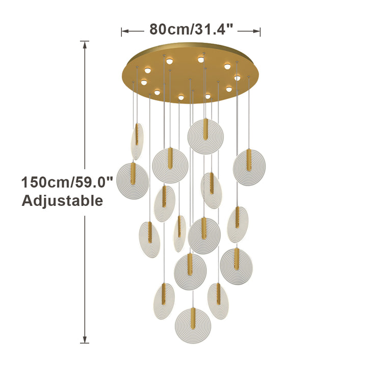 KCO LED Multi Light Acrylic Long Stairway Chandelier