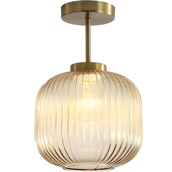 KCO Gold Glass Semi Flush Mount Light Modern Globe Ceiling Light (C9071)