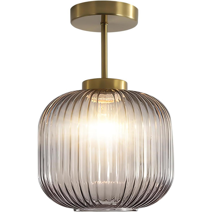 KCO Gold Glass Semi Flush Mount Light Modern Globe Ceiling Light (C9071)