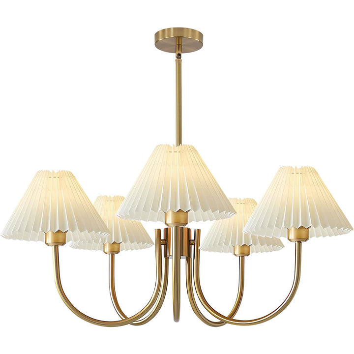 KCO Pleated Chandelier White Fabric Pendant Light Fixture (L7213)