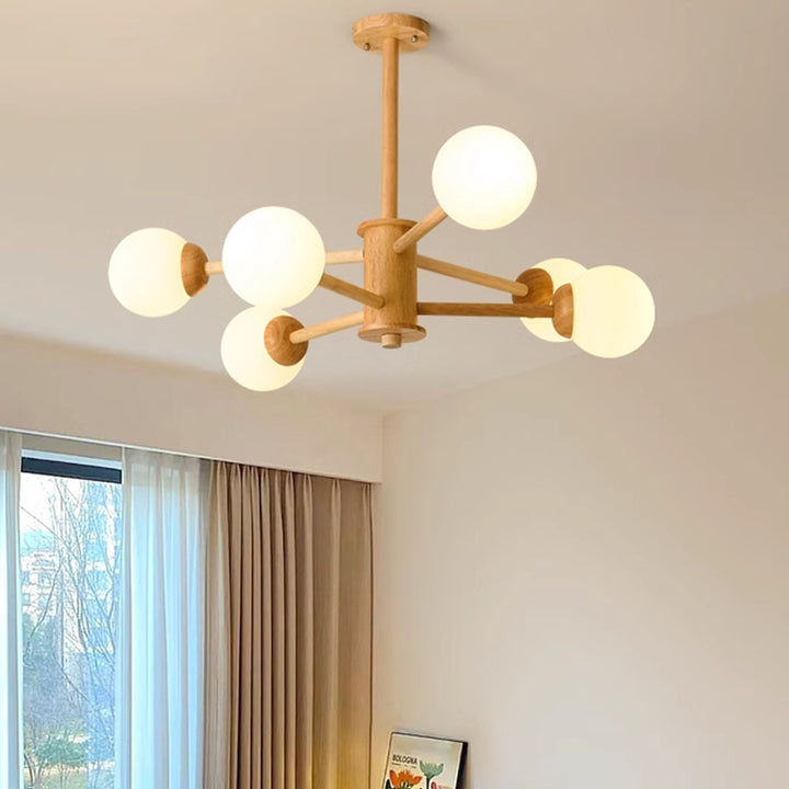 KCO Wooden Sputnik Chandelier Ceiling Light (L7217)