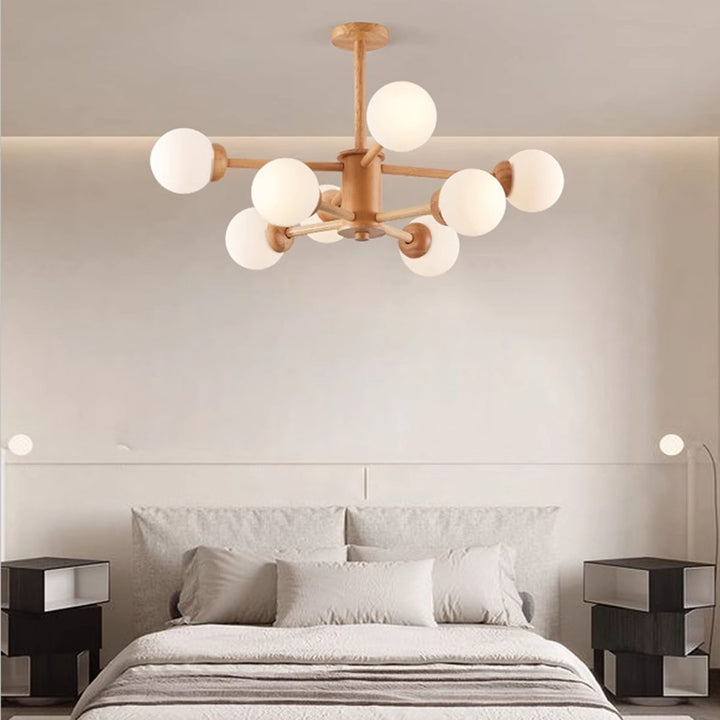 KCO Wooden Sputnik Chandelier Ceiling Light (L7217)