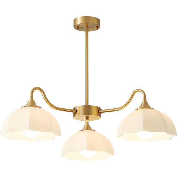 KCO 3-Light Gold Sputnik Chandelier Nordic Retro Semi Flush Mount Chandelier (L7180)