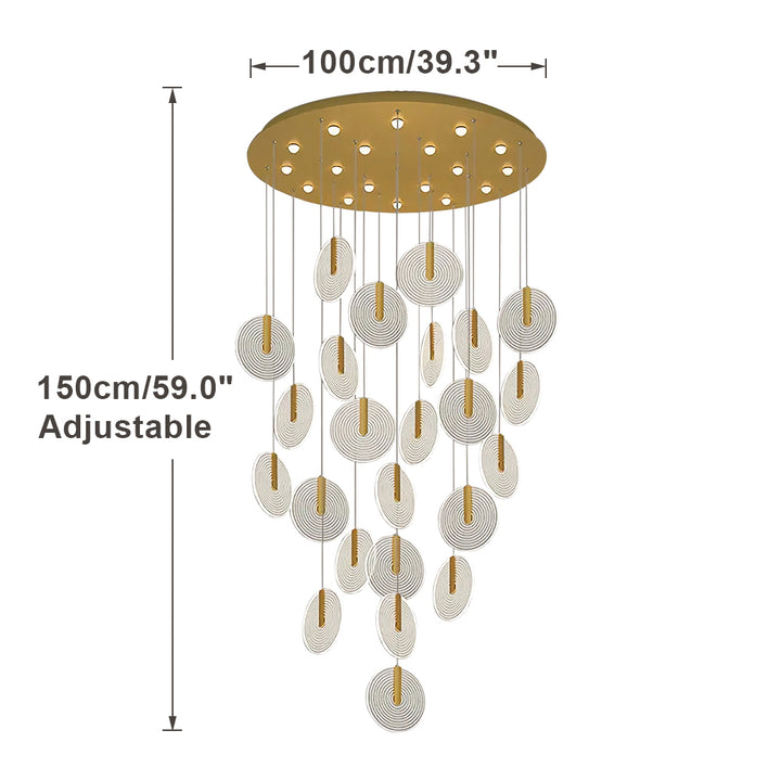 KCO LED Multi Light Acrylic Long Stairway Chandelier