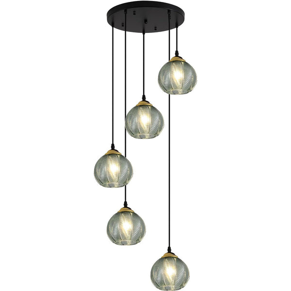 KCO 5-Light Globe Cluster Pendant Light Mid Century Modern Glass Chandelier Lighting (L7183)