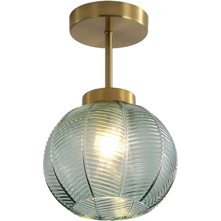 KCO Ribbed Glass Ceiling Light Fixture Modern Glass Globe Flush Mount Ceiling Light (C9048)