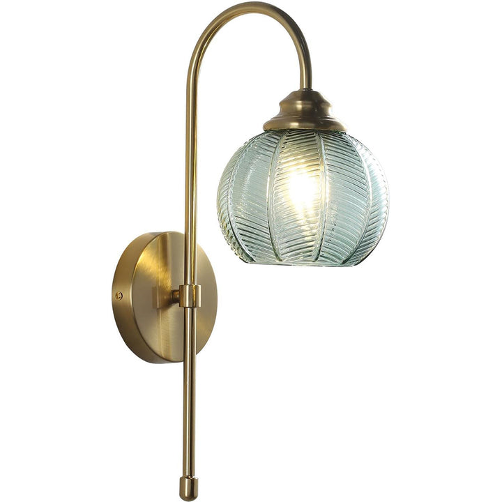 KCO 1-Light Ribbed Glass Wall Sconce Large Globe Wall Sconce Mid Century Modern Wall Light Fixture (W8079)