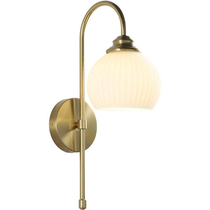 KCO 1-Light Ribbed Glass Wall Sconce Large Globe Wall Sconce Mid Century Modern Wall Light Fixture (W8079)