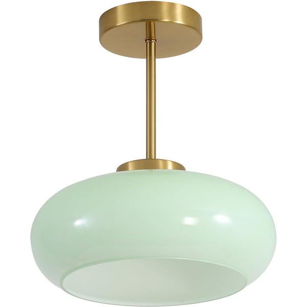 KCO Modern Glass Globe Ceiling Light Mid Century 1 Light Close to Ceiling Light Antique Brass Ceiling Light (L7188)