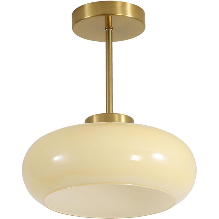 KCO Modern Glass Globe Ceiling Light Mid Century 1 Light Close to Ceiling Light Antique Brass Ceiling Light (L7188)