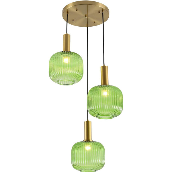 KCO 3-Light Cluster Pendant Light Mid Century Modern Ceiling Hanging Lighting Farmhouse Glass Globe Pendant Light (L7190)