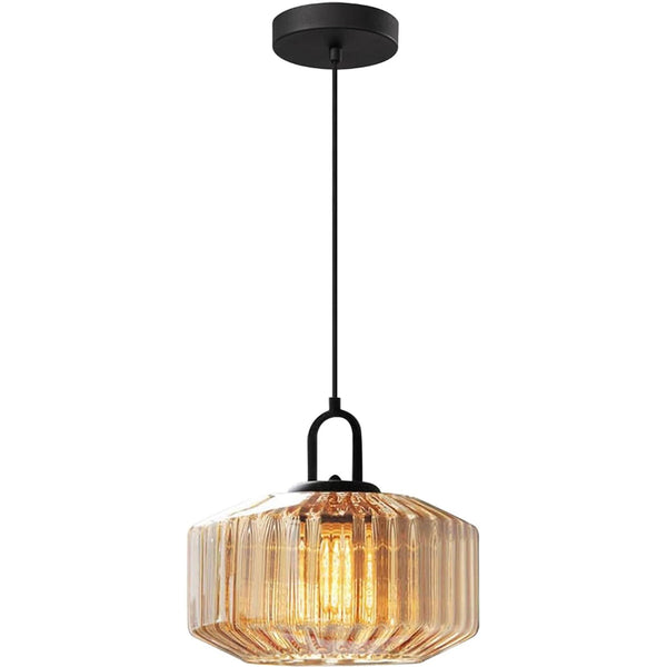 KCO Modern 1-Light Globe Pendant Light Single Globe Hanging Light Open Glass Pendant Light Industrial Kitchen Island Chandelier Lighting Fixture (L7191)