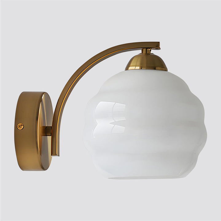 KCO Mid Century Modern Gold Wall Sconce Bathroom Vanity Light Fixture Vintage Globe Glass Wall Lamp (W8080)