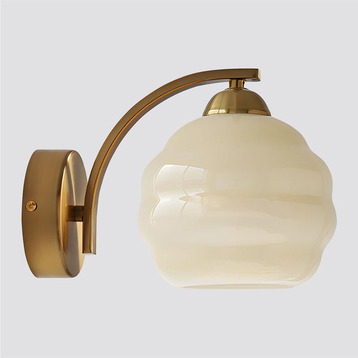 KCO Mid Century Modern Gold Wall Sconce Bathroom Vanity Light Fixture Vintage Globe Glass Wall Lamp (W8080)