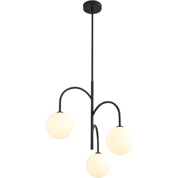 KCO 3-Light Kitchen Island Light Fixture Mid Century Modern Globe Sputnik Chandelier Black Globe Pendant Light Bubble Chandelier Lighting (L7194)