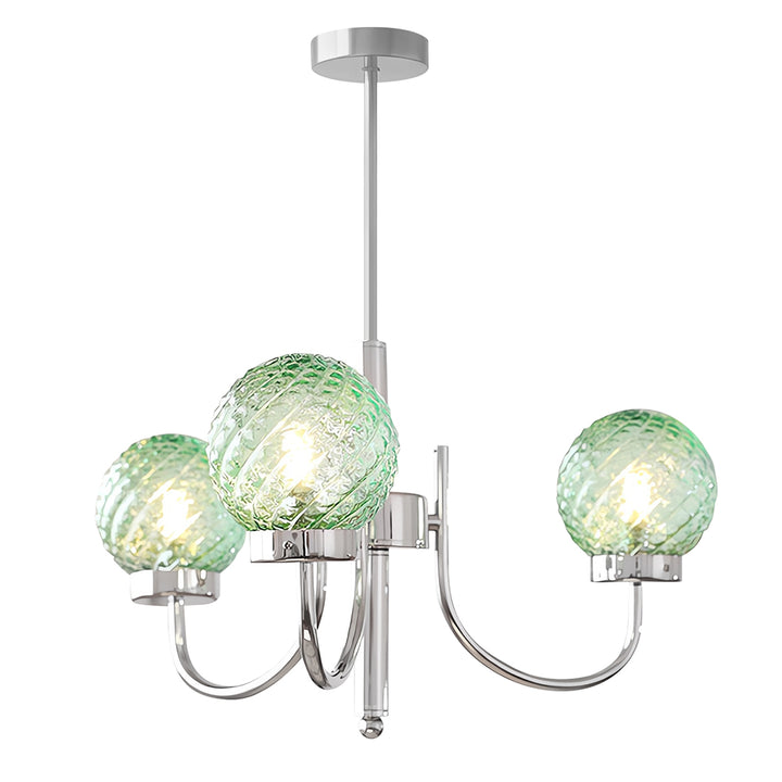 KCO Modern Glass Globe Sputnik Chandelier 3-Light Chandelier Brushed Nickel Industrial Iron Ceiling Light Fixture (L7195)