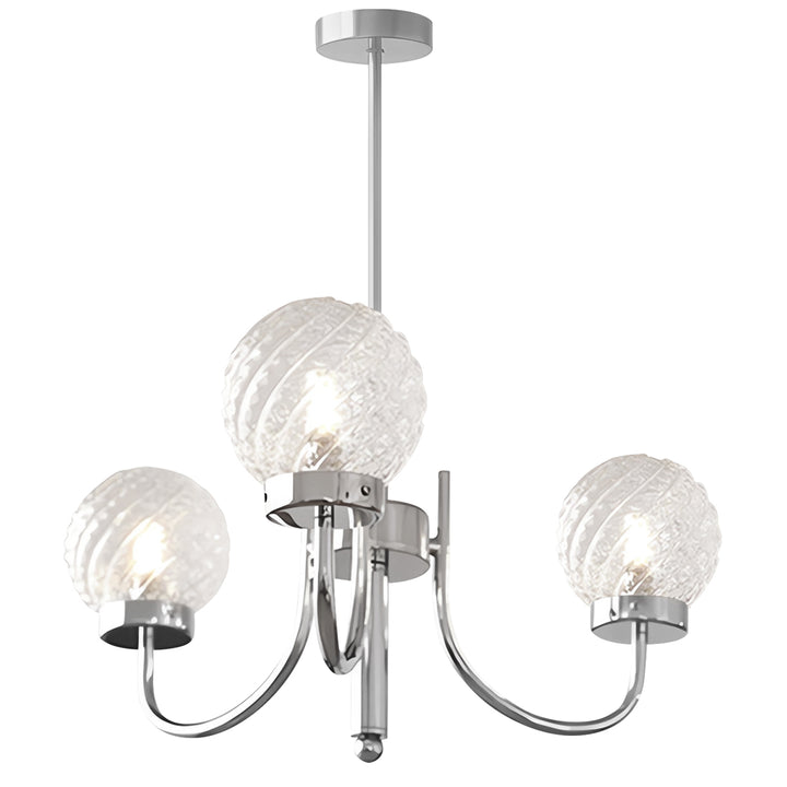 KCO Modern Glass Globe Sputnik Chandelier 3-Light Chandelier Brushed Nickel Industrial Iron Ceiling Light Fixture (L7195)