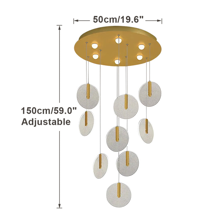 KCO LED Multi Light Acrylic Long Stairway Chandelier