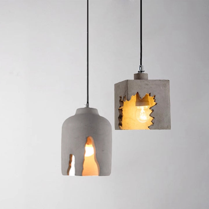 KCO Modern Cement Pendant Light 1-Light Industrial Farmhouse Hanging Lamp (L7197)