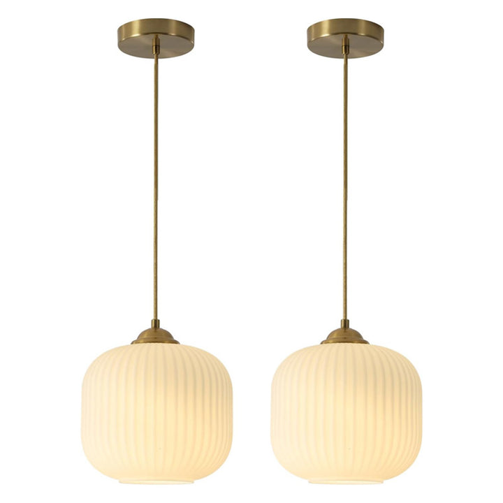 KCO Modern Gold White Pendant Light Antique Brass Milk Glass (L7161)