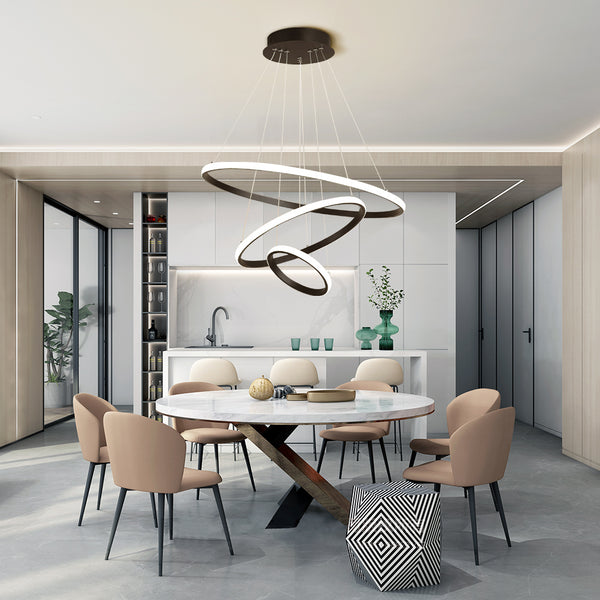 KCO Black Modern LED Circle Pendant Light for Kitchen Dining Room