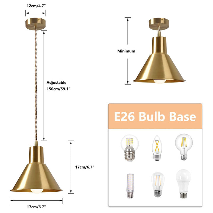 KCO Minimalist Conical-Shaped Adjustable Pendant Lighting (L7143)