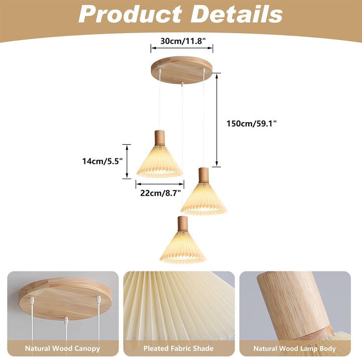 KCO Vintage White Pleated Pendant Light (L7205)