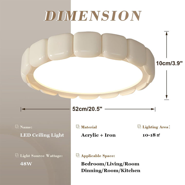 KCO Nordic Cream Close to Ceiling Light Round LED Ceiling Light Fixture (C9072)