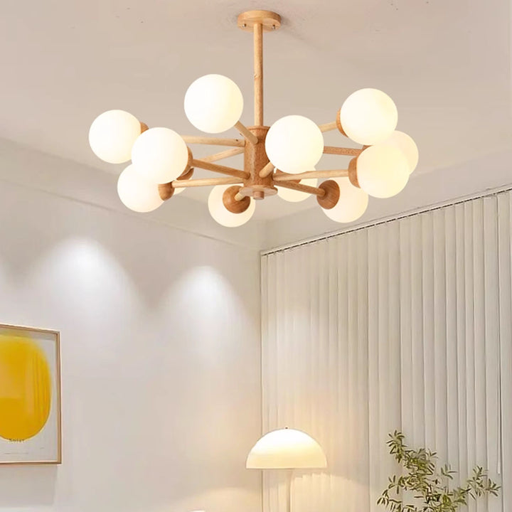 KCO Wooden Sputnik Chandelier Ceiling Light (L7217)