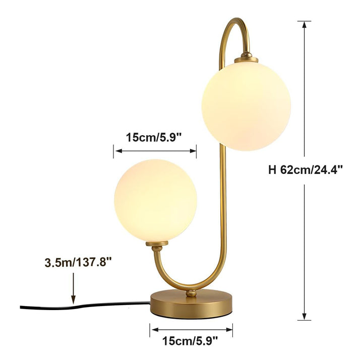 KCO Bedside Table Lamp with 2 Glass Globes (T0006)