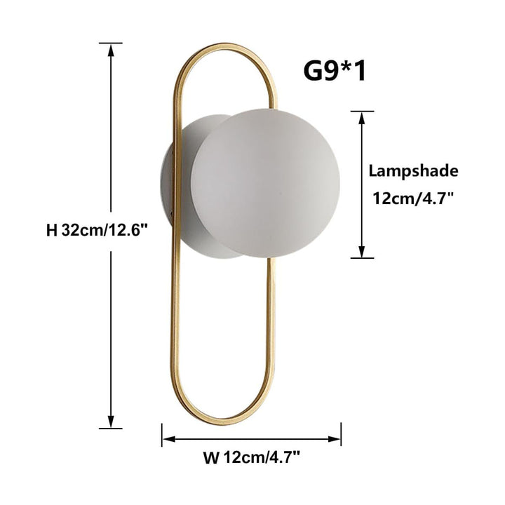 KCO 1-Light Glass Globe Wall Lamp Modern Brass Brushed Gold Wall Sconce Lighting (W8076)