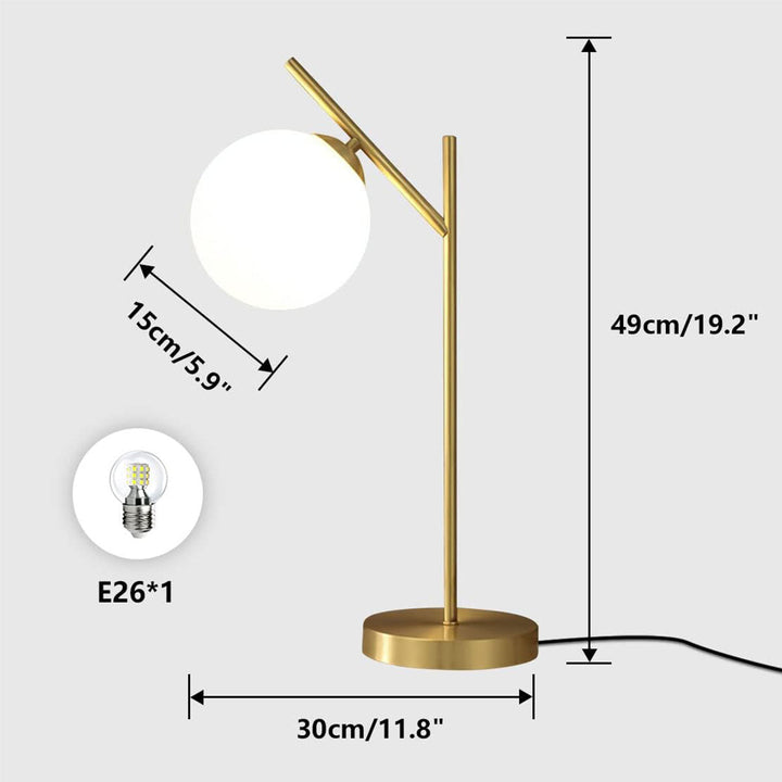 KCO 1 Light Brass Glass Globe Table Lamp Modern Globe Table Lamp for Living Room (T019)