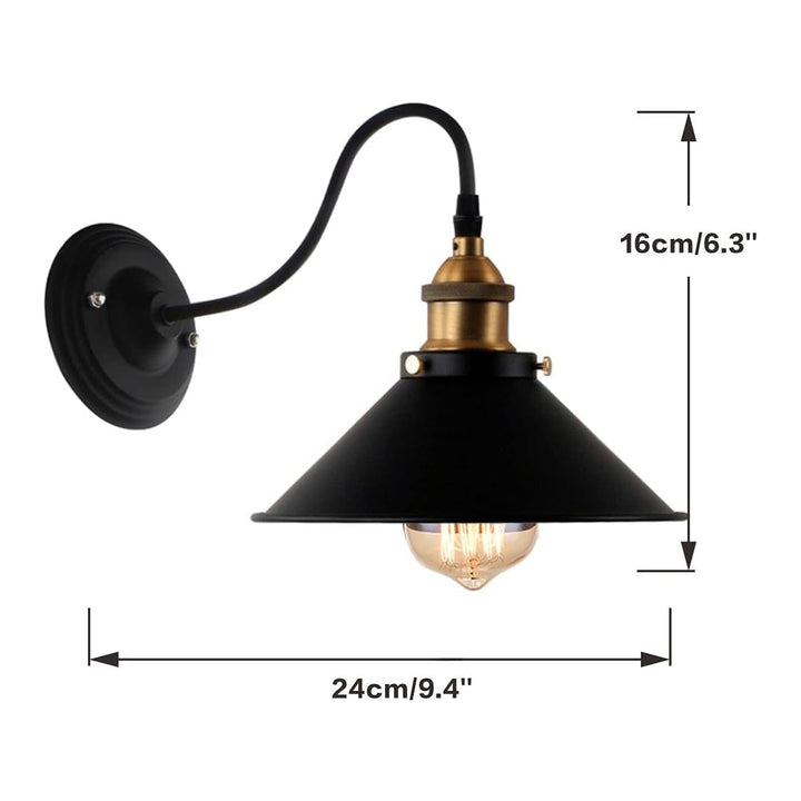 KCO Modern Industrial Black Wall Sconces Set of Two 2-Pack Vintage Gooseneck Barn Wall Lamp (W8077)