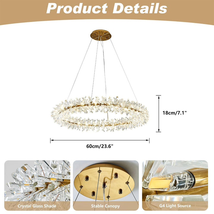 KCO K9 Crystal Chandelier Modern Gold Crystal Flush Mount Ceiling Light Fixture (L7184)