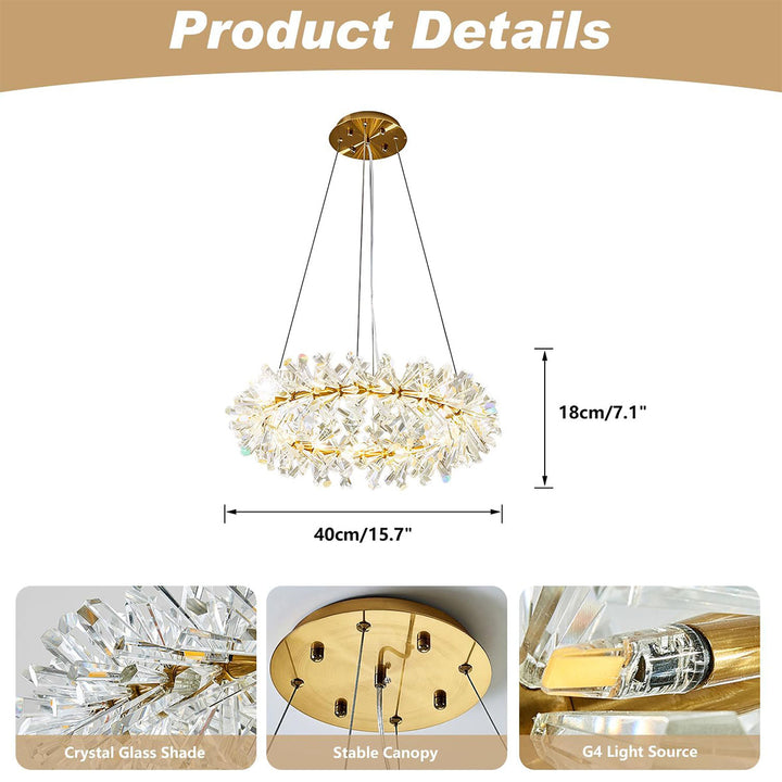 KCO K9 Crystal Chandelier Modern Gold Crystal Flush Mount Ceiling Light Fixture (L7184)