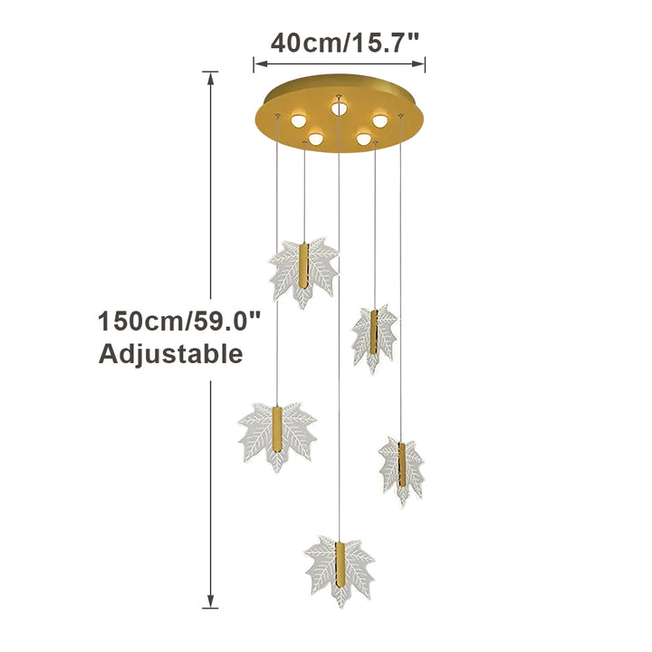 KCO Acrylic Maple Leaf LED Chandelier for Stairway