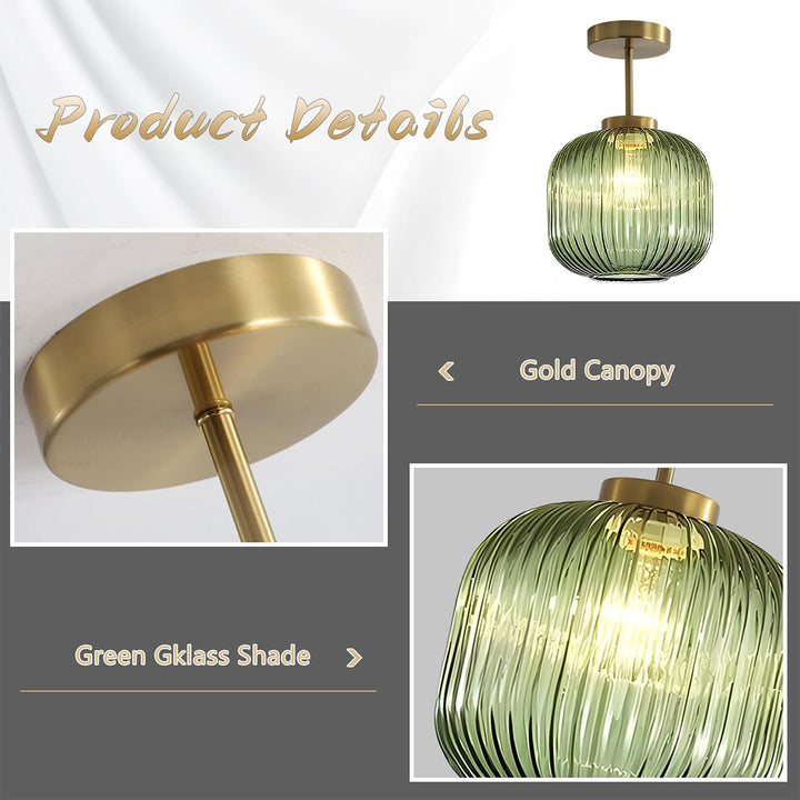 KCO Gold Glass Semi Flush Mount Light Modern Globe Ceiling Light (C9071)