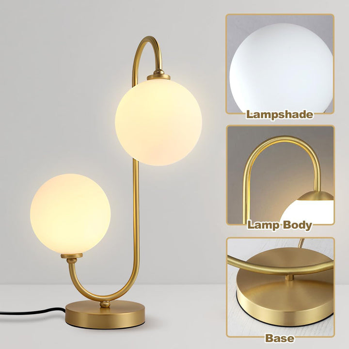 KCO Bedside Table Lamp with 2 Glass Globes (T0006)