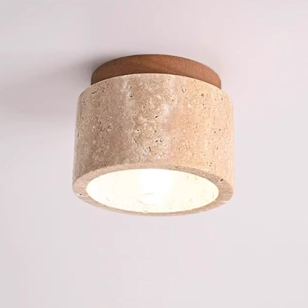 KCO Modern Wood Flush Mount Ceiling Light Natural Stone Marble Small Hallway Ceiling Lamp (C9064)