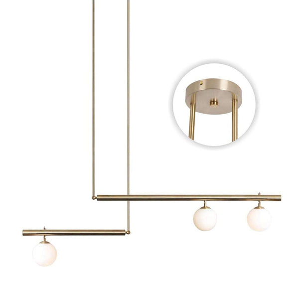 KCO 3-Light Glass Globe Chandelier Linear Ceiling Pendant Light(L7086)