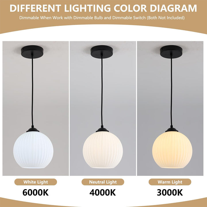 KCO 1-Light Frosted White Glass Globe Pendant Light Fixture (L7210)