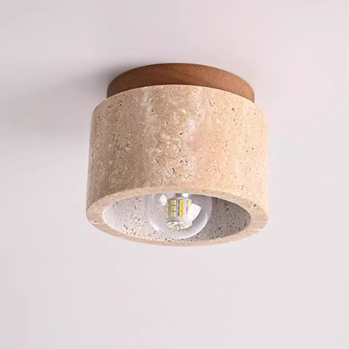 KCO Modern Wood Flush Mount Ceiling Light Natural Stone Marble Small Hallway Ceiling Lamp (C9064)