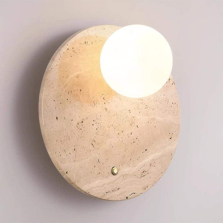 KCO Round Travertine Wall Sconce Natural Stone Wall Lamp (W8084)